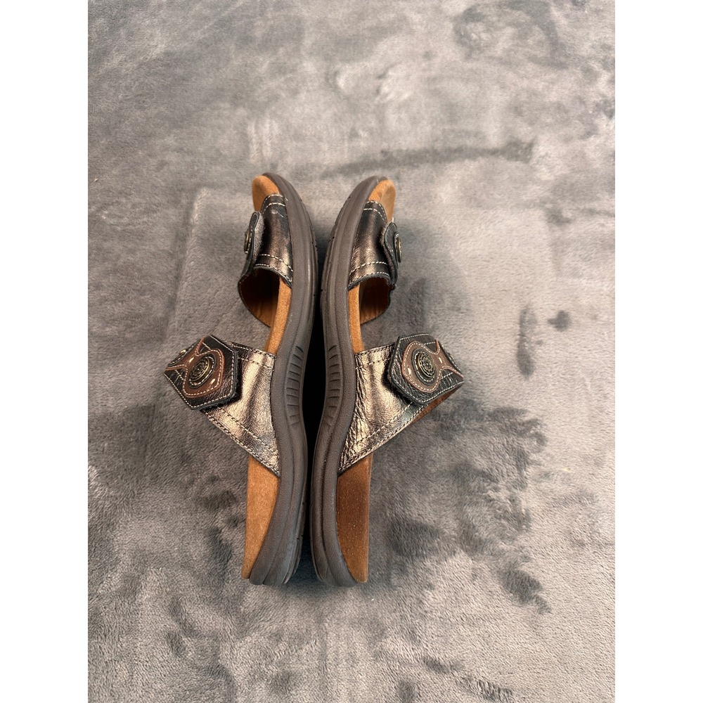 Cobb Hill New Balance RevLite Metallic Pewter Leather Slide Sandals CBP06PT 9M - Picture 4 of 5